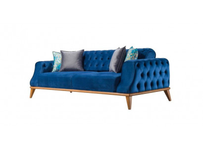 Pohovka 3místná Modrá Obývací pokoj Klasický Chesterfield Elegantní styl