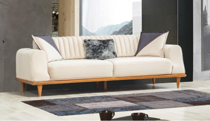 Pohovka 3místná Beige Obývací pokoj Elegantní design Chesterfield Italský styl