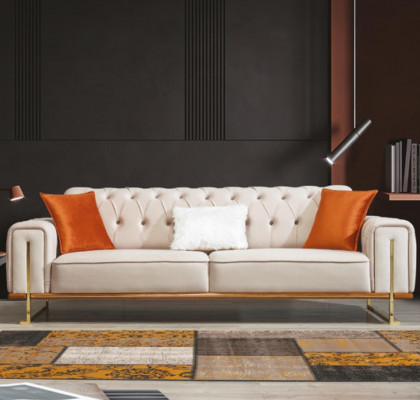 Sedačka Beige 3místná obývacího pokoje Luxusní design Chesterfield italský.