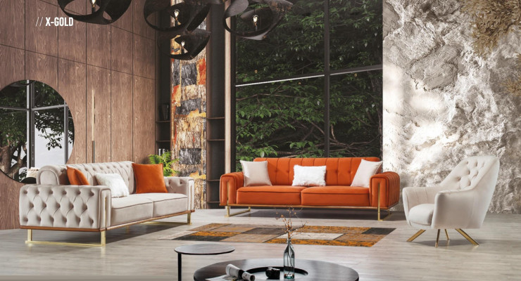 Sedačka Beige 3místná obývacího pokoje Luxusní design Chesterfield italský.