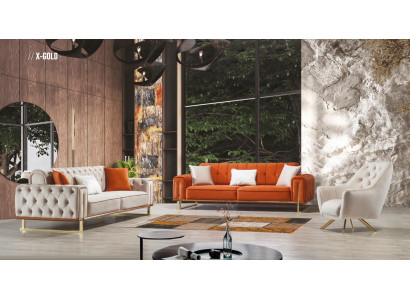 Křeslo 1místné Beige Chesterfield Luxus Design Jednosedadlo Nábytek Tkanina
