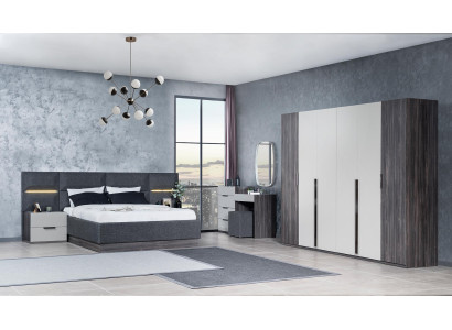 Ložnice Set Nábytek Postel 2x Noční stolek Šatník Nábytek Kompletní Set 5 kusů