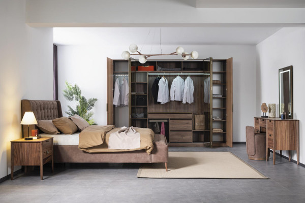 xxl šatní skříň vysoká hnědá skříně ložnice skříň sklo dřevo moderní nové