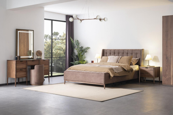 Nástavec šminkovacího stolu s konzolou, zrcadlo, dřevěný materiál, nábytek do ložnice, designový stolička.