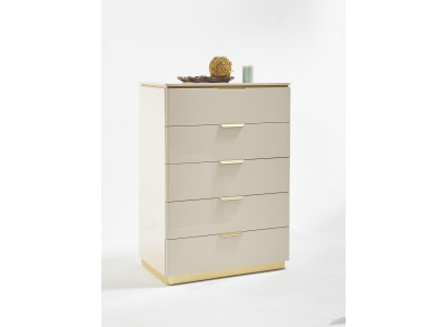 Komoda Beige dřevo Luxus Vysoká skříň Konzole Skříně Nábytek Sideboard Skříň