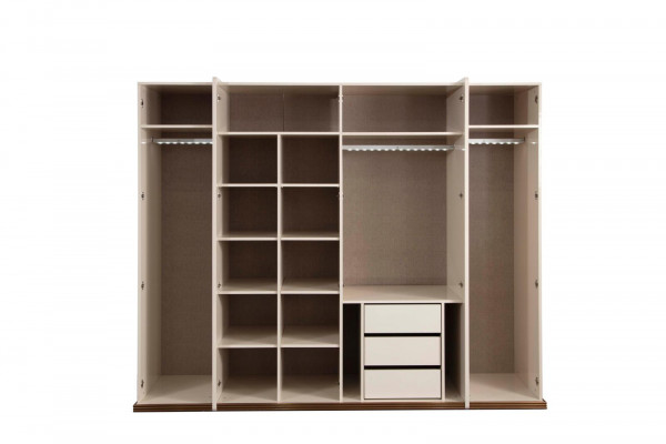 Šestidveřová skříň na oblečení Beige skříně Nábytek Dřevo šatní skříň