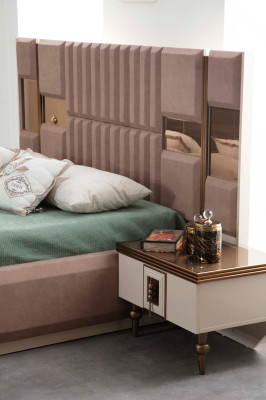 Luxus Bett Schlafzimmer Italienische Möbel Neuartiges Material Holz Braun