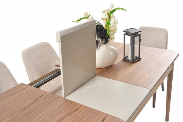 Jídelní sestava jídelní stůl 4 židle Komoda Zrcadlo Moderní 7 dílů Dřevo Beige