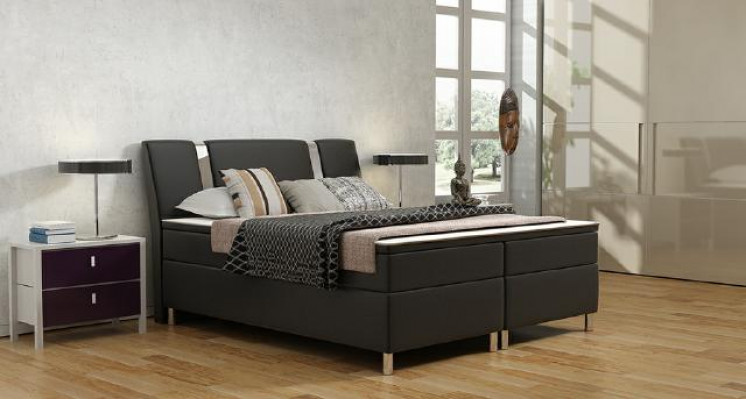 Boxspring bed Hotel Beds Upholstered Leather Bed incl. Mattress & Visco Leather Bed