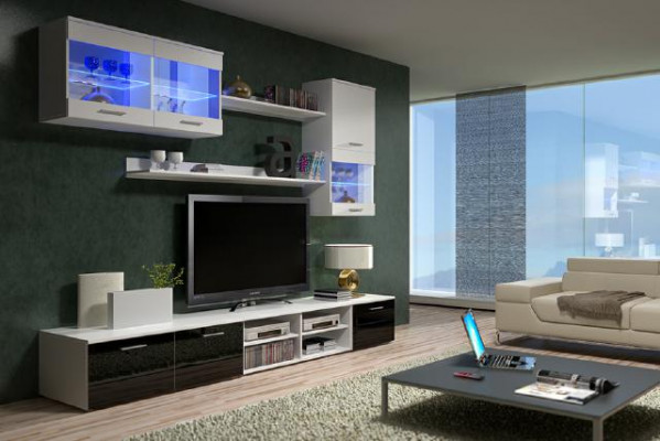 Exkluzivní dřevěný noční stolek s TV v moderním stylu pro váš obývací pokoj.