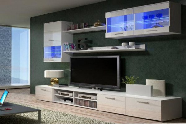 Exkluzivní dřevěný noční stolek s TV v moderním stylu pro váš obývací pokoj.