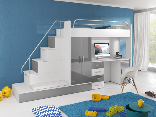Jugendzimmer Bett Doppelstockbett Etagenbett Schreibtisch Kleiderschrank RAJ 5S