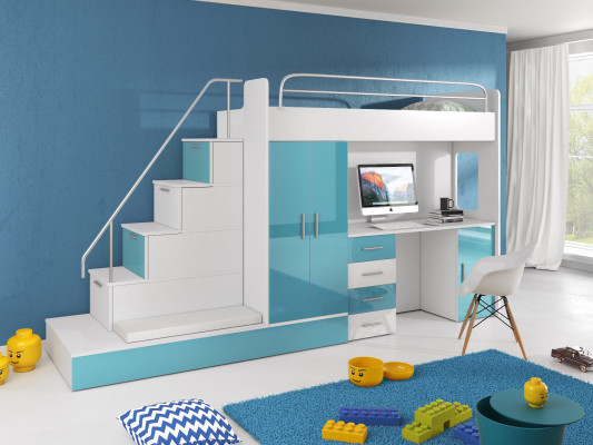 Jugendzimmer Bett Doppelstockbett Etagenbett Schreibtisch Kleiderschrank RAJ 5S