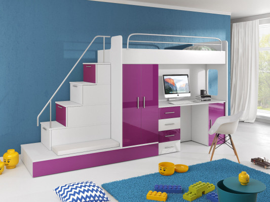Jugendzimmer Bett Doppelstockbett Etagenbett Schreibtisch Kleiderschrank RAJ 5S