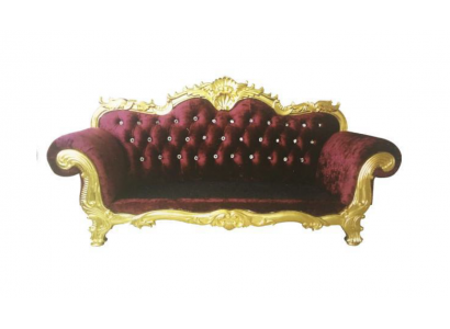 Trůn sofa královský Chesterfield čalouněný sametový 3-místný antik styl pohovky nový
