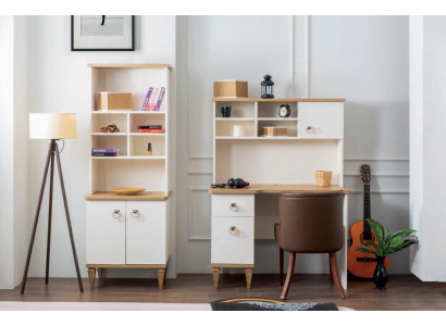 Sada kancelářského nábytku Beige Skříň na knihy Psací stůl Sekretář Design 2dílný Nový.
