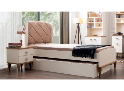 Dětská sada do dětského pokoje Beige dětská postel noční stolek Moderní design Nový 2 kusy.
