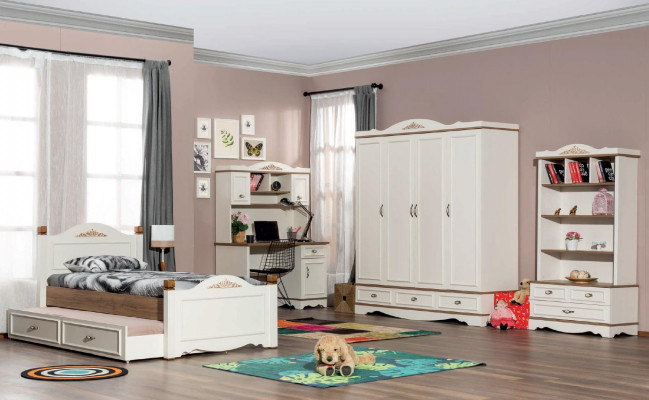 Dětská postel Dětský pokoj Postel Ložnice Design Luxus nábytek Dřevo Dospívající pokoj