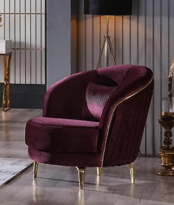 Sofa s nožičkami z nerezové oceli třísedák + křeslo Moderní obývací pokoj gauč