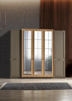 Elegantní šatní skříň, návrh ložnice, nábytek, skříně, moderní vybavení.