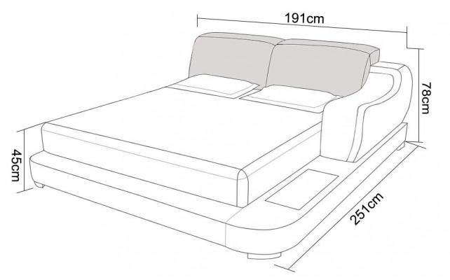 Design postel XXL velká postel hotelové polštáře 200x200 multifunkční police USB kůže