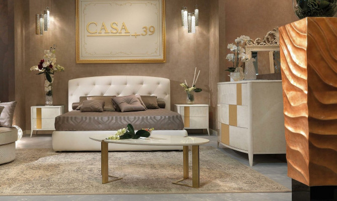 Postel + 2x noční stolek 3 kusová ložnice set Moderní design Luxus Tři kusový nábytek