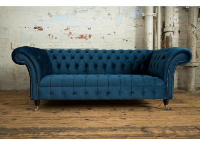 Chesterfield 3místná křesla potahovaná kůží látková pohovka Pohovky Textil Moderní Styl.