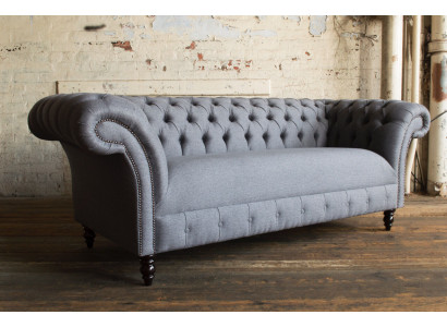 Chesterfield 3místná kožená sedací souprava, pohovka z textilu ve moderním stylu