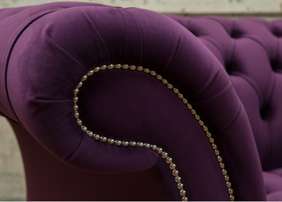 Chesterfield Originální Pohovka Pohovka Textilní Pohovky Lila 225cm Pohovky