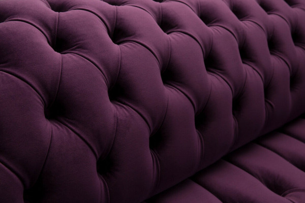 Chesterfield Originální Pohovka Pohovka Textilní Pohovky Lila 225cm Pohovky
