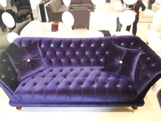 Chesterfield 3 Seater Elegant Sofas Textile Couch Luxury Blue Sofa > Chesterfield 3místná elegantní sedací souprava z textilu v luxusní modré barvě