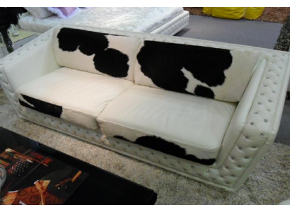 Luxus Sofa Chesterfield Třísedák Kožený Bílý Moderní