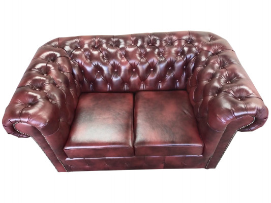 Sofa Chesterfield 2 místné kůže Lounge Kožená pohovka Hnědé Moderní