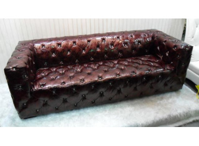 Sofa Chesterfield 3místná Luxus Pohovka Hnědá Pohovky Kožená Pohovka 250cm