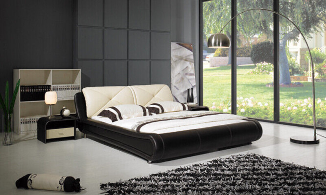 Leder Bett Polster Luxus Design Doppel Hotel Holz Betten Schlaf Zimmer