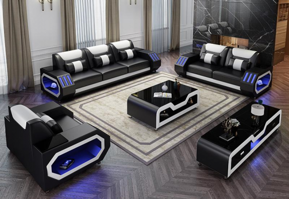 Kůžená sedací souprava - Rozsvícené designerové pohovky Nové