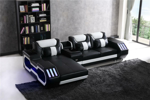 Sofa s LED osvětlením Rohová pohovka Obývací pokoj Kožená pohovka posed