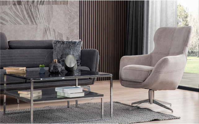 Otočný křeslo Relax Club Sofa jednosedák Pohovka Potah Nábytek Beige