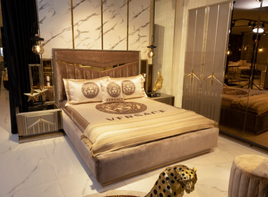 Ložnice postel 2x noční stolky luxusní postel sada kompletní design nábytek 3 kusy.