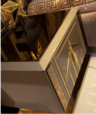 Ložnice postel 2x noční stolky luxusní postel sada kompletní design nábytek 3 kusy.
