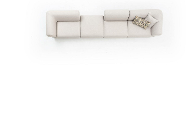 Pohovka Beige Obývací pokoj Moderní Styl Pohovka 6 Míst Sedadlo Nábytek Textil 430 cm