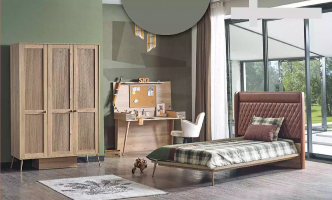 Luxus dětský pokoj Chesterfield postel psací stůl šatní skříň 3dílný set.