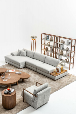 Sofa Couch Polster Möbel Wohnlandschaft Šedá rohová sedací souprava Měkké pohovky