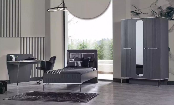 Design mládežnického pokoje ložnice set skříně postel psací stůl 3ks.