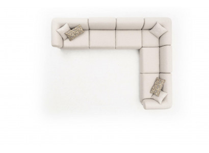 Rohová sedací souprava L-Forma Beige Potah nábytku Textilní Styl 405x315 Pohovka Sofa