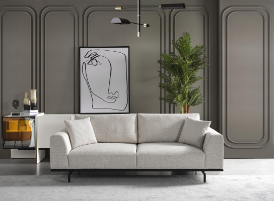 Dreisečmístná pohovka 3místná pohovka Moderní bílá designová látka z polyesteru Nová
