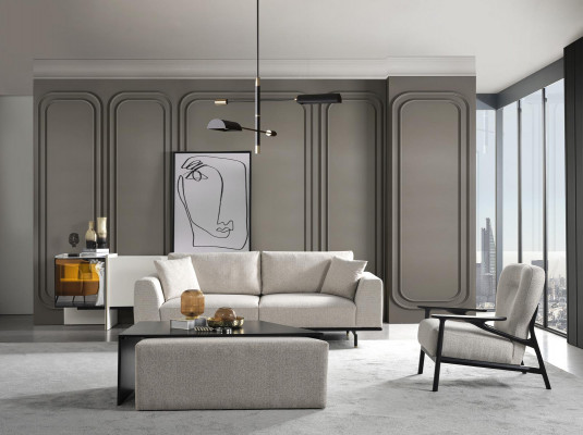 Dreisečmístná pohovka 3místná pohovka Moderní bílá designová látka z polyesteru Nová
