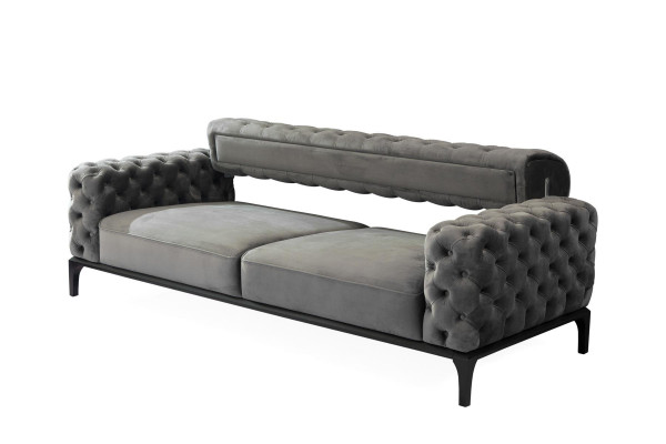 Sofa 3-Sitzer třímístná sedací souprava látková šedá obývací pokoj Chesterfield nový