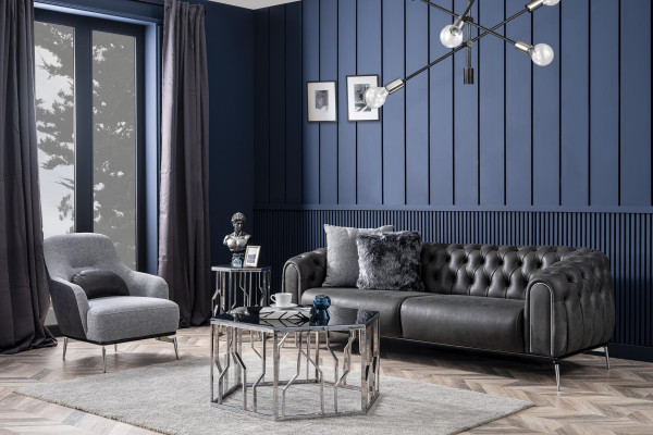 Křeslo Pohovka Moderní Látka Obývací Pokoj Polyester Šedá Design Sedadlo
