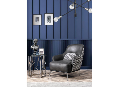 Křeslo ušaté křeslo umělá kůže obývací pokoj polyester design černá